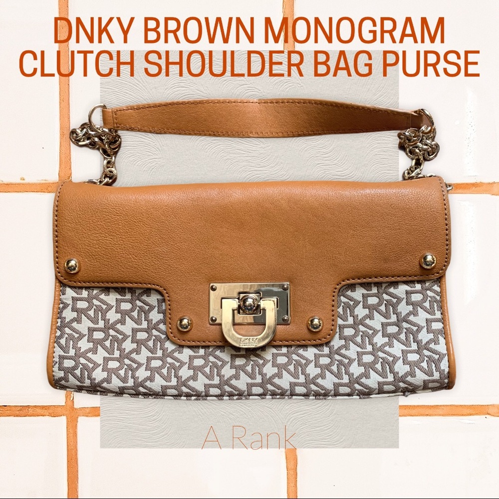 💯% AUTH ⭐ DKNY Brown Monogram Shoulder Bag